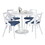 Dakota-Charlotte Contemporary Dining Set in White Steel with White Wood Tabletop and White Textured Wood with Grey Fabric by LumiSource - 5 Piece B202S01485