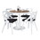 Dakota-Charlotte Contemporary Dining Set in White Metal with Brown Wood-pressed Grain Bamboo Tabletop and White Textured Wood with Charcoal Fabric by LumiSource - 5 Piece B202S01489