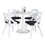 Dakota-Charlotte Contemporary Dining Set in White Steel with White Wood Tabletop and White Textured Wood with Charcoal Fabric by LumiSource - 5 Piece B202S01490