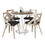 Dakota-Charlotte Contemporary Dining Set in White Metal with Brown Wood-Pressed Grain Bamboo Tabletop and Whitewashed Wood with Charcoal Fabric by LumiSource - 5 Piece B202S01497