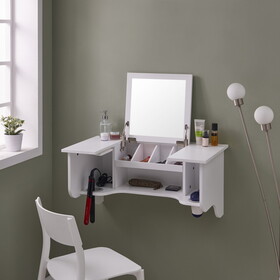 Wall Mount Ledge w/ Vanity Mirror - Transitional Style - White B20479391