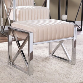 Ellison Velveteen Ottoman - Champagne w/ Chrome B20479556