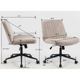 Cross Legged Office Chair, Wide Comfty Desk Chair, Fabric Vanity Home Chair,Armless Computer Task Chair with Wheels, Swivel and Height Adjustable B205P203800