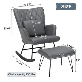 Rocking Chair, Glider Chair,Rocking Accent Chair with Lumbar Pillow and Ottoman for Nursery/Living Room/Bedroom B205P205672