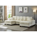 Modular Sectional Sofa,5 Seater Oversized Convertible L & U Shaped Couch, Corduroy Fabric B205S00002