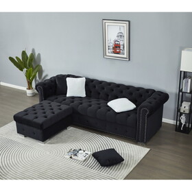 Reversible Sectional Sofa 4 Seater Oversized Convertible L Shaped Couch Velvet Sofa couch B205S00003