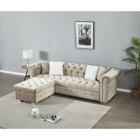 Reversible Sectional Sofa 4 Seater Oversized Convertible L Shaped Couch Velvet Sofa couch B205S00005