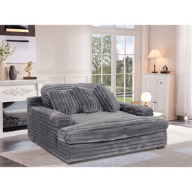 Man Wah Presley Corduroy Chaise Armchair, Pewter B2707P311002