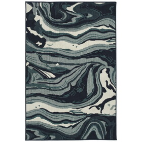 Modern, Abstract, Textured Cut Pile 5'3" x 7'6" Rectangle Area Rug B2708P213067