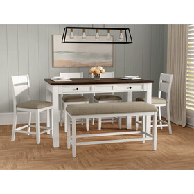 Wallace & Bay Velvety Brown and White 6 Piece Gathering Dining Set B2709P212264