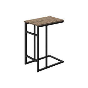 Accent Table, C-shaped, End, Side, Snack, Living Room, Bedroom, Brown Laminate, Black Metal, Contemporary, Modern B2710P218972