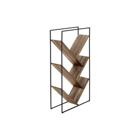 Bookshelf, Bookcase, Etagere, 3 Tier, 60"h, Office, Bedroom, Black Laminate, Black Metal, Contemporary, Modern B2710P218982