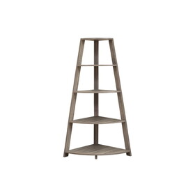 Bookshelf, Bookcase, Etagere, Corner, 4 Tier, 60"h, Office, Bedroom, Brown Laminate, Contemporary, Modern B2710P219029