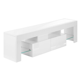 TV Stand, 63 inch, Console, Media Entertainment Center, Storage Cabinet, Living Room, Bedroom, Glossy White Laminate, Contemporary, Modern B2710P219331