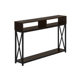 Accent Table, Console, Entryway, Narrow, Sofa, Living Room, Bedroom, Brown Laminate, Black Metal, Contemporary, Modern B2710P219339