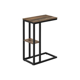 Accent Table, C-shaped, End, Side, Snack, Living Room, Bedroom, Brown Laminate, Black Metal, Contemporary, Modern B2710P219399