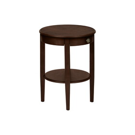 Accent Table, 2 Tier, End, Side Table, Round, Nightstand, Bedroom, Lamp, Brown Veneer, Transitional B2710P219482
