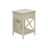 Accent Table, End, Side Table, 2 Tier, Bedroom, Nightstand, Lamp, Storage Drawer, Antique White Veneer, Transitional B2710P219487