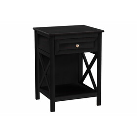 Accent Table, End, Side Table, 2 Tier, Bedroom, Nightstand, Lamp, Storage Drawer, Black Veneer, Transitional B2710P219489