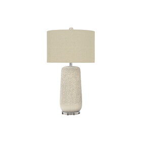 Lighting, 31"h, Table Lamp, Cream Ceramic, Beige Shade, Contemporary B2710P220072