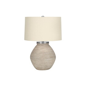 Lighting, 25"h, Table Lamp, Cream Concrete, Beige Shade, Contemporary B2710P220130