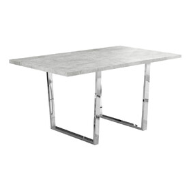 Dining Table, 60" Rectangular, Kitchen, Dining Room, Grey Laminate, Chrome Metal, Contemporary, Modern B2710P286989