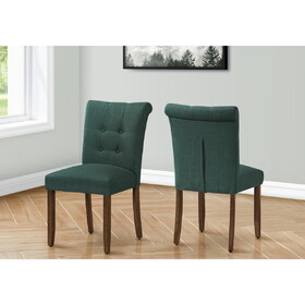 Dining Chair, 38" Height, Set of 2, Upholstered, Dining Room, Side, Kitchen, Blue Fabric, Walnut Wood Legs, Modern B2710P287000