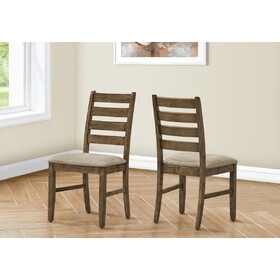 Dining Chair, 38" Height, Dining Room, Kitchen, Set of 2, Side, Upholstered, Antique Brown, Brown Fabric, Transitional B2710P287009