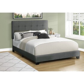 Bed, Bedroom, Frame Only, Queen Size, Upholstered, Dark Grey Boucle, Transitional B2710P287052