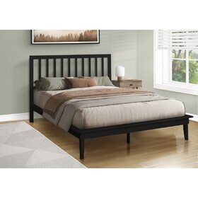 Bed, Platform Bed, Queen Size, Frame Only, Bedroom, Black Wood Frame, Black Wood Legs, Contemporary B2710P287058