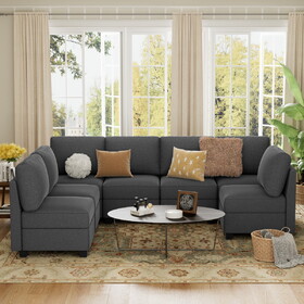 Modular Sectional Sofa with Storage Seat Upgrade Convertible Sofa Couch for Living Room/Deep 27" Ottoman/Memory Foam Cushion B2716P236658