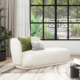 Aire 75" RAF Modern Rounded Chaise Lounge, Ivory White Boucle B2719P238297