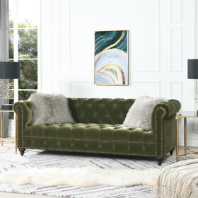 Alto 88" Tufted Chesterfield Sofa, Olive Green Performance Velvet B2719P238299