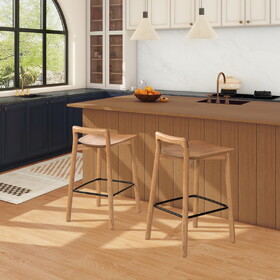 Sven 26.5" Modern Minimalist Low Back Wood Counter Stool, Natural Blonde ash Wood B2719P238392