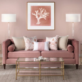 Jack 84" Modern Tuxedo Tufted Sofa, ash Rose Pink Velvet