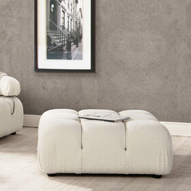 Marcel 36" Bubble Modular Modern Cocktail Ottoman, Ivory White Boucle B2719P238413