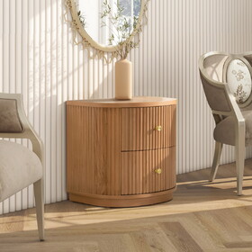 Valentine 24" 2-Drawer Storage Side Table, Natural Brown Beech Wood B2719P238488