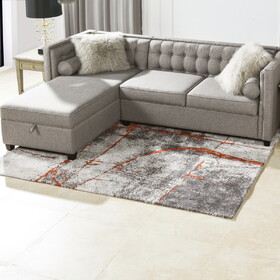 Quarry 5x6.5' Abstract Area Rug, Gray & Orange Polypropylene B2719P245965