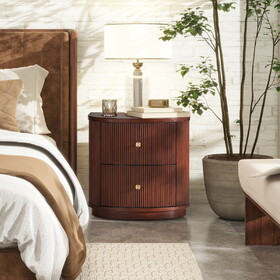 Valentine 24" 2-Drawer Storage Side Table, Dark Walnut Beech Wood B2719P280173