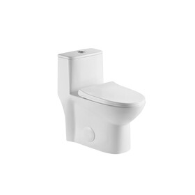 1.1/1.6 GPF Elongated Comfort Height Super Quite Flushing Floor Mounted One-Piece Toilet,CUPC Certified, WaterSense Cetified, Ceramic, White Color, Soft Close Seat B2724P248740