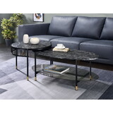 ACME Silas Engineered Stone Top & Black Finish Nesting Table B2726P246014
