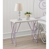 ACME Priya II White & Light Synthetic Leather Purple Finish Bench