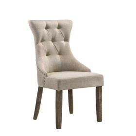 ACME Gabrian Two-tone Beige Fabric & Reclaimed Gray Finish Side Chair (Set of 2)