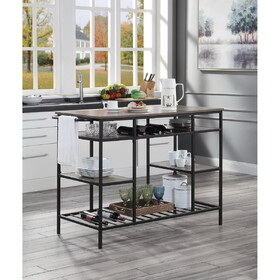 Lona Rustic Oak & Black Finish Kitchen Island B2726P272332