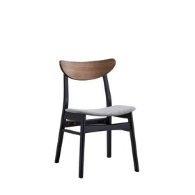 Rebi Gray Linen, Walnut & Black Finish Side Chair (Set of 2)