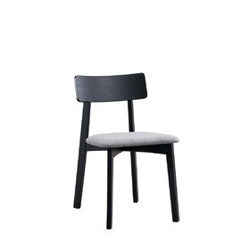 Real Gray Linen & Black Finish Side Chair