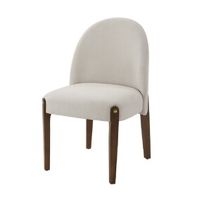 Gamarya White Fabric & Oak Finish Side Chair (Set of 2)