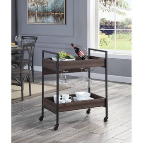 Jerrick Walnut & Black Finish Serving Cart B2726P286744