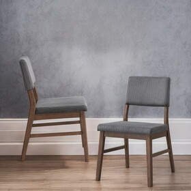 Seda Gray Corduroy & Walnut Finish Side Chair
