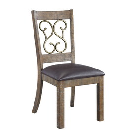 Raphaela Black Synthetic Leather & Weathered Cherry Finish Side Chair (Set of 2) B2726P288751